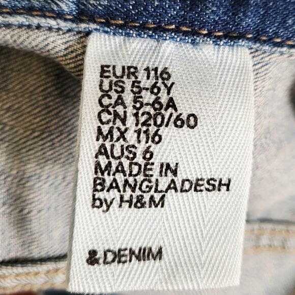 H&M Denim & Denim Jean Jacket Trucker Fit Kids Size 5-6 Youth Girls Full Button - Picture 4 of 5